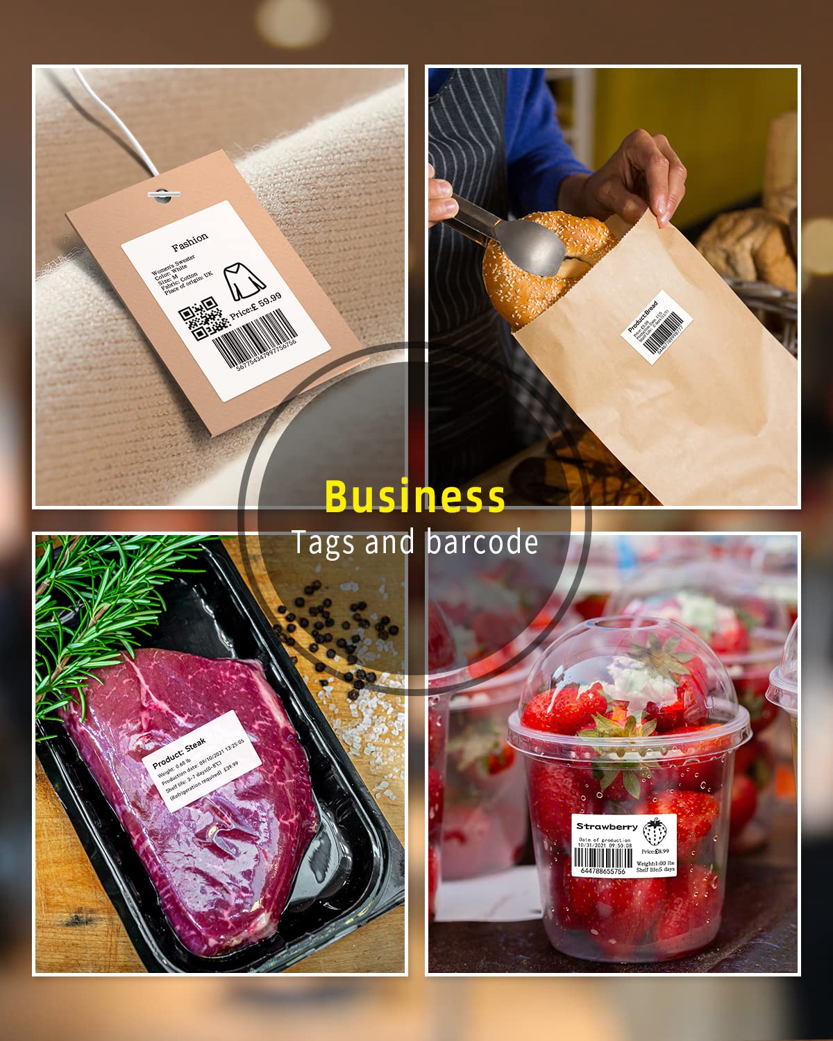 Phomemo 3 rollen labelpapier voor M120/M220/M110/M200/M221 labelmaker machine, multifunctioneel zelfklevend label voor barcode, naam, prijs, adres enz., 50 x 30 mm, totaal 3 rollen