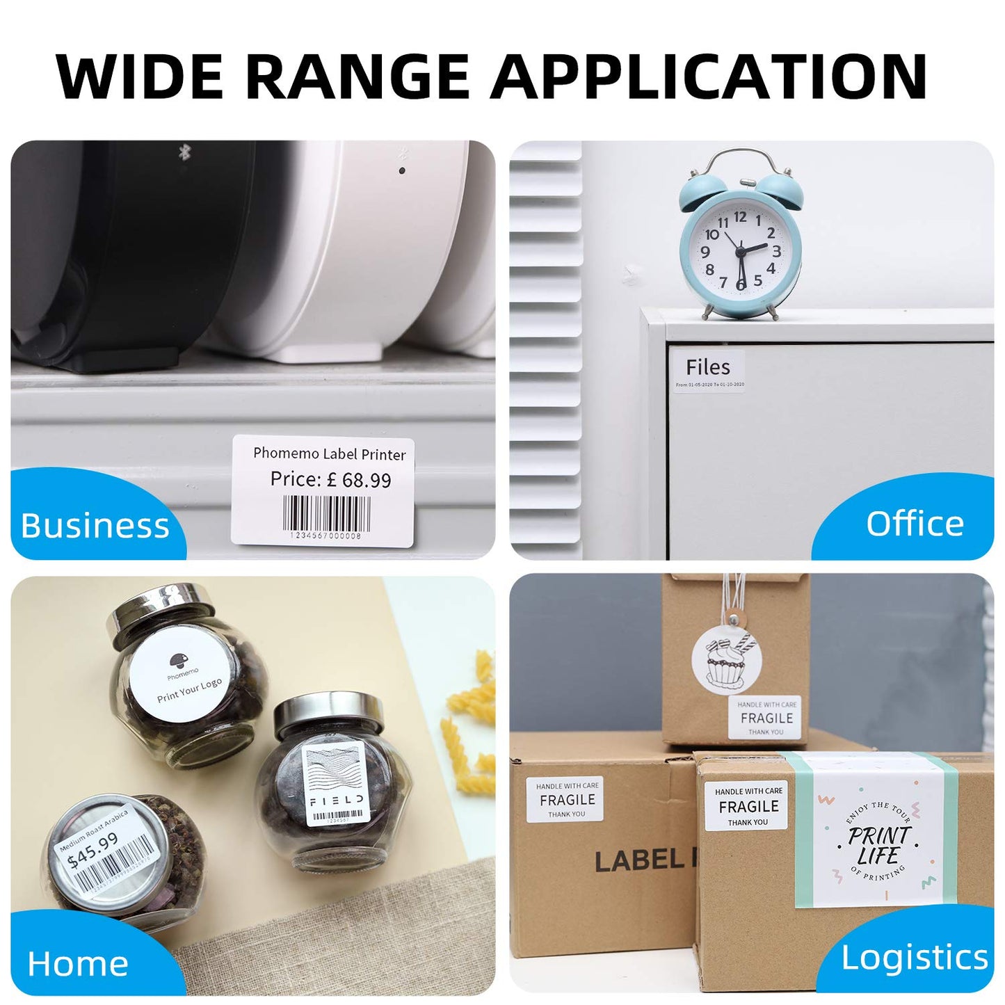 6 Pack-Phomemo M120/M110 ¨¦tiquettes pour imprimante 50x30mm ¨¦tiquettes autocollantes, thermiques ¨¦tiquettes pour imprimante M110/M120/M220/M200, pour code-barres, adresse, prix