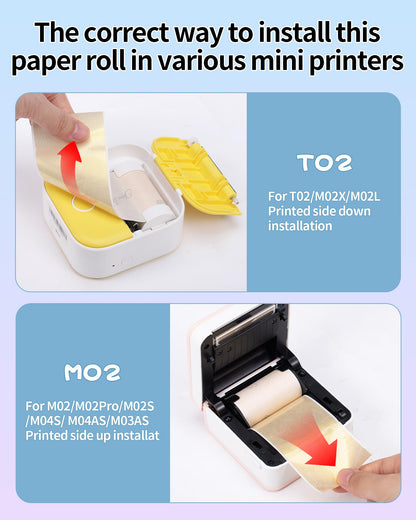 Phomemo Zelfklevend thermisch papier voor Phomemo T02 M02PRO M02S M03 M04S M03AS M04AS draagbare thermische printer, roze/paars/blauw, 53 mm x 3,5 m, 3 rollen