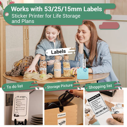 M02S Ta??nabilir Yaz?c? Seti Kablosuz Bluetooth Termal 300dpi HD Bask? ?arj Edilebilir Pil, ?ocuk Dergisi Organizasyon Foto?raflar? i?in Uygun, Phomemo iOS ve Android ile uyumlu, Ye?il