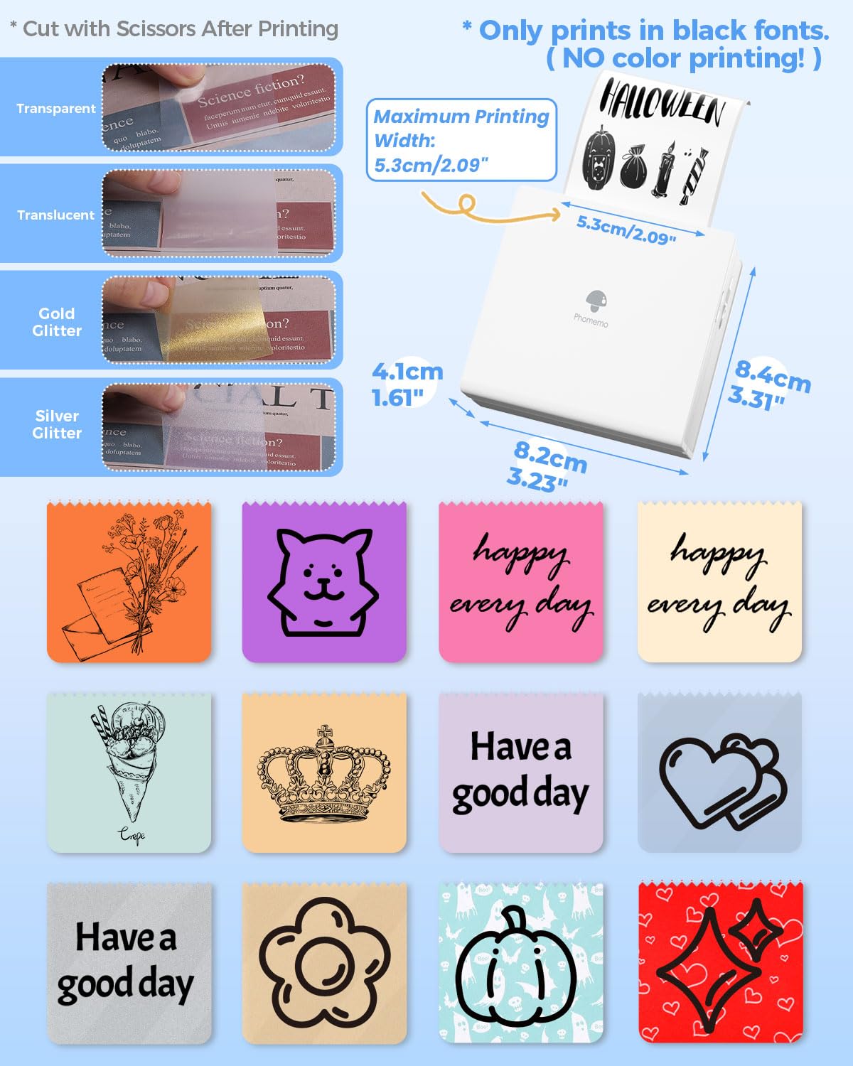 Drukarka Bluetooth Phomemo M02 Termiczna drukarka kieszonkowa Natychmiastowa drukarka fotograficzna Przeno?na drukarka pokwitowa¨½ kompatybilna z Androidem iPhone iPad do Journal Travel Kids DIY White