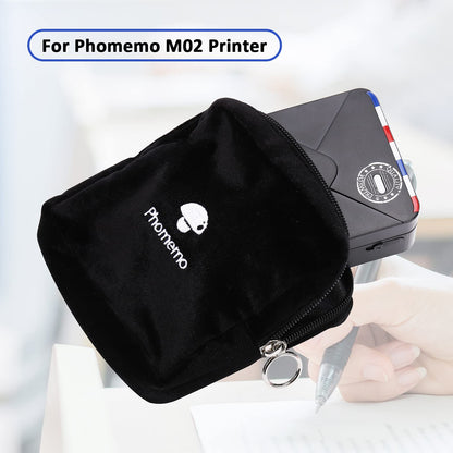 Phomemo Sac Compatible avec Les Imprimantes T02, M02, M02Pro, M02S, M02X, M02L, Les étiqueteuses D30, Q30, Q31, Q30S, Sac en Velours Noir Souple, imperméable et Résistant aux Rayures