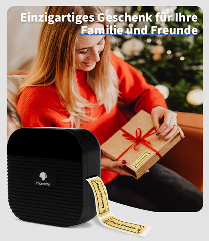 Phomemo Q31 Bluetooth Labeller, Geschenkset Q31 Label Printer voor uw familie en vrienden, Zelfklevende Labeller voor Thuis & Kantoor-met 3 Labelrollen (Zwart)