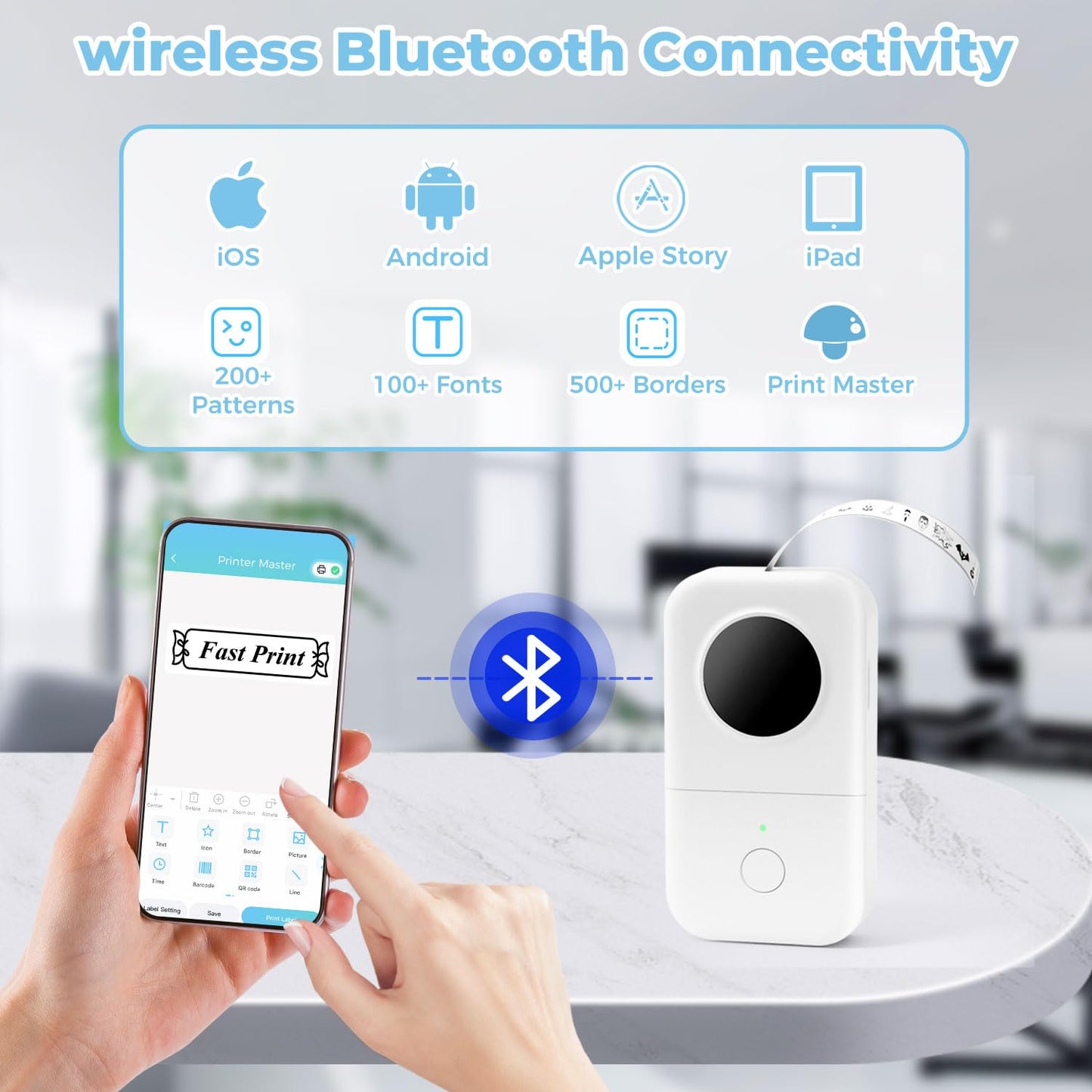 Phomemo D30 Drukarka etykiet drukarka do samoprzylepnych etykiet Bluetooth, minidrukarka etykiet z 3 rolkami papieru etykietowego, pudełko upominkowe, odpowiednia do domu i biura, biała