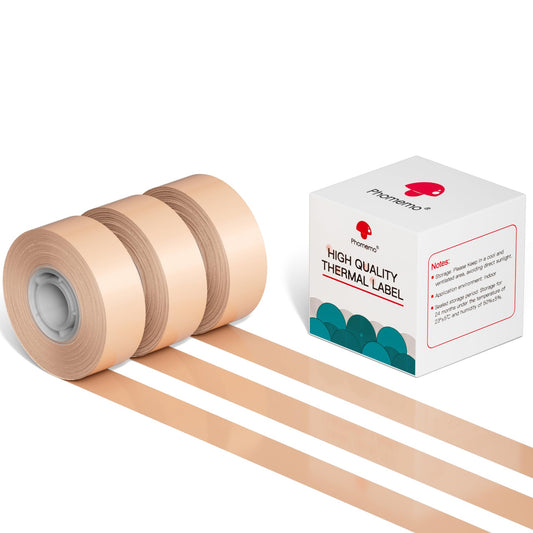 Phomemo 3 Rolls D30 Adhesive Infinite Thermal Label Paper 1/2'' x 20ft (15 x 6 m) Black on Orange, Phomemo D30 Label Thermal Labels, Labels, for Gifts,