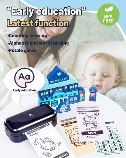 Phomemo M03 Mini Printer,3 inches Portable Thermal Printer Bluetooth Sticker Printer 53/80mm Printing Width,Compatible with iOS & Android,Ideal, Study Notes,Images,Scrapbooking-Black