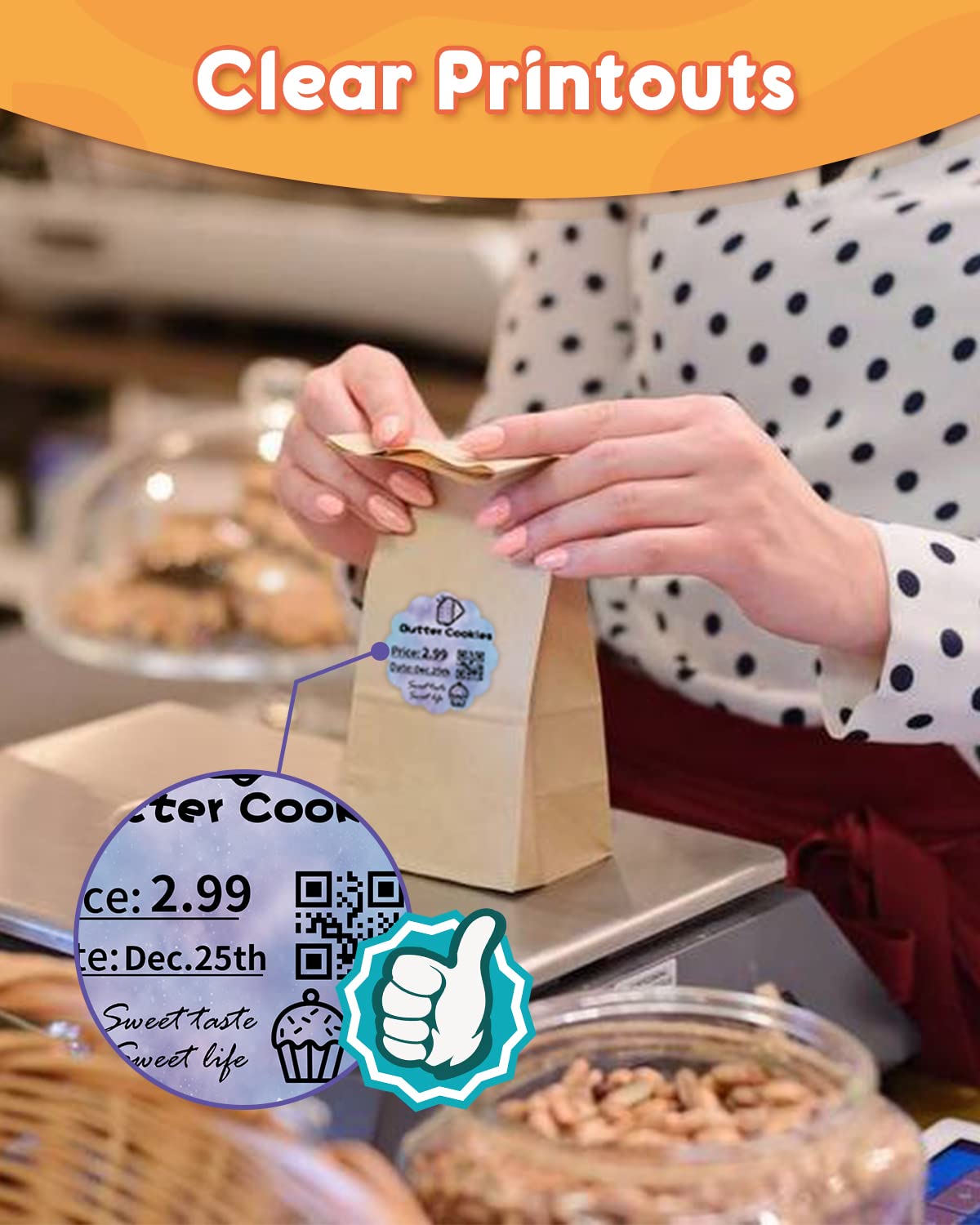 Phomemo 2'' Wellige thermische Etiketten, selbstklebende Blumen Aufkleber Aufkleber Aufkleber für Dankeskarte, Logo, Name, Preis, Adresse, QR Code, 500 Etiketten, blau-violett Verlauf