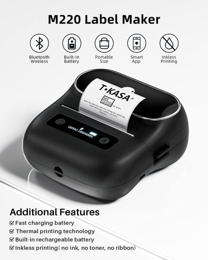 Phomemo Portable Thermal Bluetooth Label Makers - Wireless Thermal Label Printer for Address, Labeling, Mailing, File Folder Label, Office Supplies Organizing, Easy to Use, with 3 Label