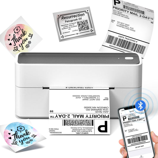 Phomemo Bluetooth Thermal Label Printer 4x6, Wireless Shipping Label Printer Machine for Shipping Packages, Address, Small Business, Compatible with Royal Mail, eBay, Esty, Shopify, Amazon