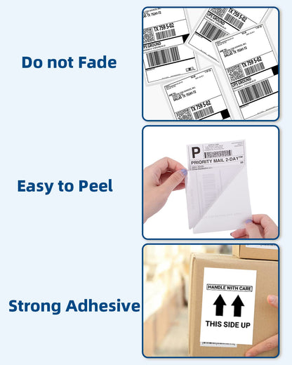 Phomemo 10x15 cm (4x6'') thermische printerlabel, thermisch direct verzendlabel, verpakkingslabel, compatibel met Rollo Dymo Phomemo en andere 4x6'' labelprinters, 100 4x6'' fanfold label