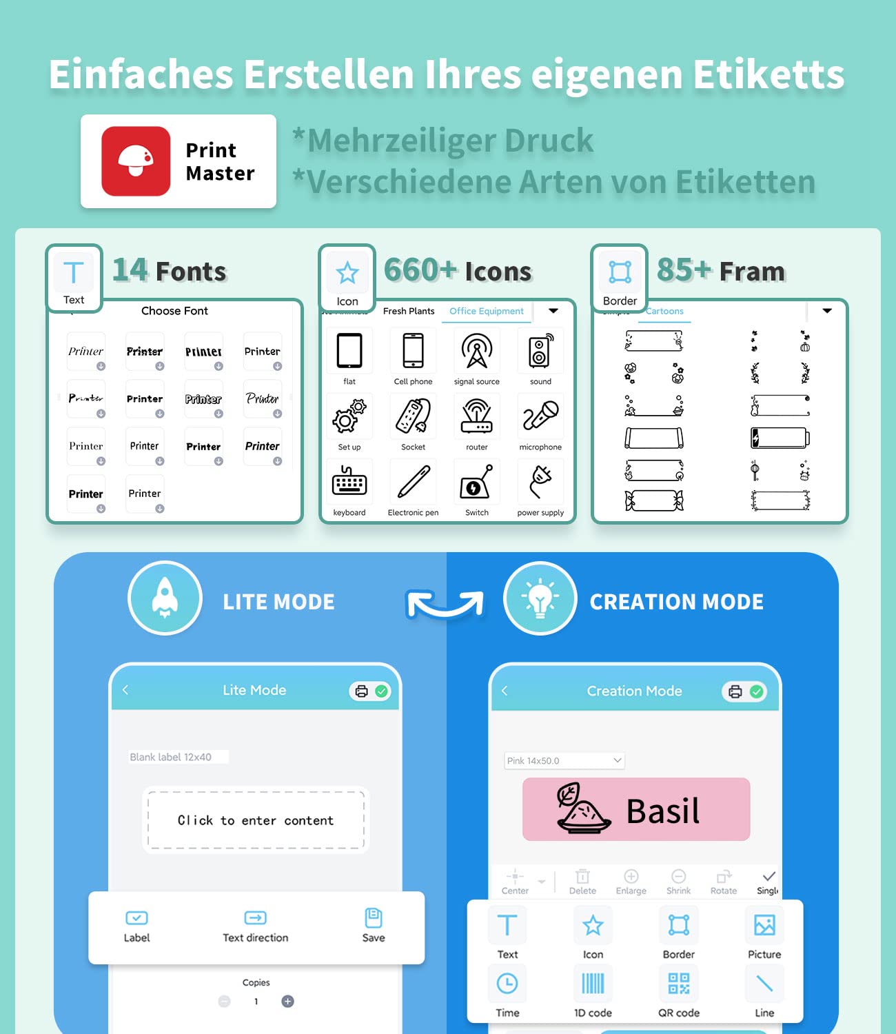 Phomemo Q31 Bluetooth Etikettendrucker Geschenkset, Mini Labelmaker Etikettiergerät für iOS & Android, Beschriftungsgerät Selbstklebend für Heim & Büro-mit 3 Etikettenrollen (Grün)