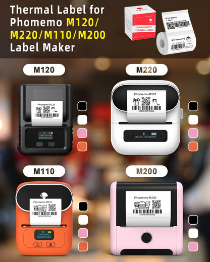 Phomemo 3 rollen labelpapier voor M120/M220/M110/M200/M221 labelmaker machine, multifunctioneel zelfklevend label voor barcode, naam, prijs, adres enz., 50 x 30 mm, totaal 3 rollen