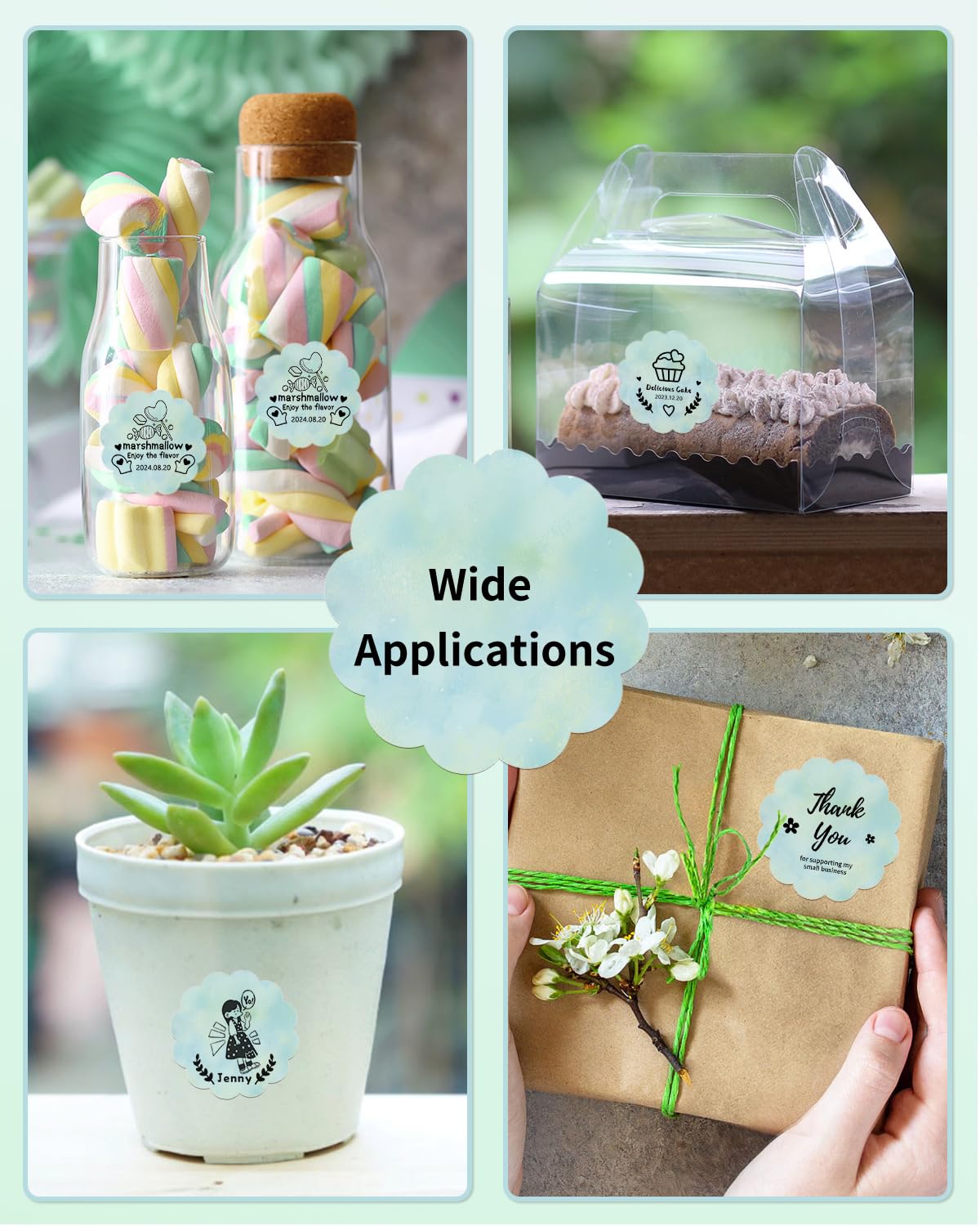 Phomemo Térmica Etiquetas Redonda para Phomemo M110 M120 M200 M220 M221 Impresora de Etiquetas,50 x 50 mm para Código de barras, Logotipo, Precio, Regalo, Bendición,Verde Cielo Estrellado(1 Rollo)