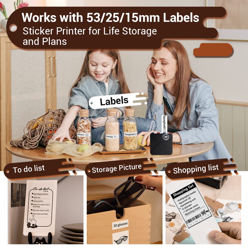 M02S Termal Yaz?c? Kiti - ?arj Edilebilir Pil ile Mini Bluetooth Ta??nabilir 300dpi HD Bask?, G¨¹nl¨¹k Organizasyon Foto?raflar? i?in Uygun, Phomemo iPhone ve Android ile uyumlu, Siyah