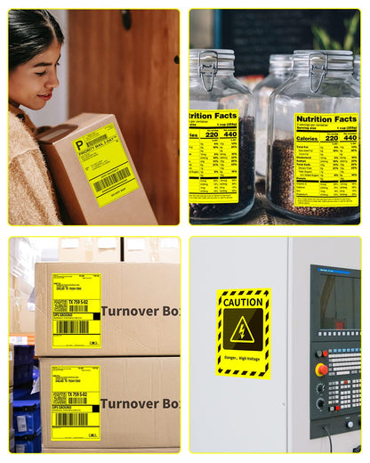 Phomemo 10x15 cm (4x6'') thermische printerlabel, thermisch direct verzendlabel, verpakkingslabel, compatibel met Rollo Dymo Phomemo en andere 4x6'' labelprinters, 500 4x6'' fanfold label, geel