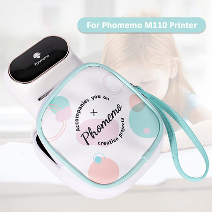 Phomemo Sac Compatible avec Les Imprimantes T02, M02, M02Pro, M02S, M02X, M02L, Les étiqueteuses D30, Q30, Q31, Q30S, Sac en Cuir PU Blanc, imperméable et Résistant aux Rayures