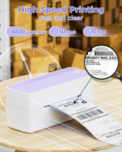 Phomemo Thermal Label Printer for Packages - 4x6 Shipping Label Printer for Small Business - Barcode Label Printer Address Label Printer for Phone&PAD&PC, Purple
