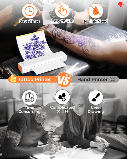 Phomemo Tattoo Stencil Printer, M08F Bluetooth Tattoo Printer for Tattoo Studios, Artists & Beginners, Wireless Tattoo Machine Compatible with Phone, iPad & PC, with 1 Case & Tattoo Transfer Paper