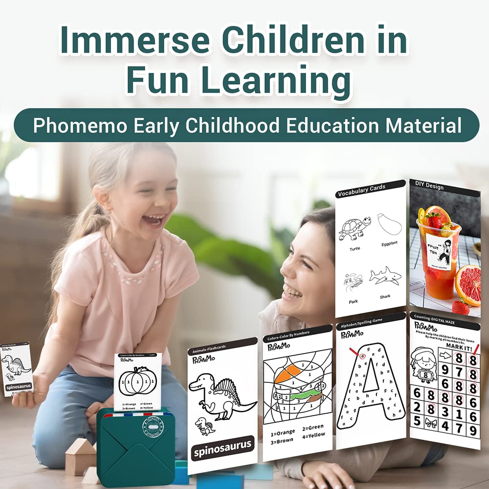 M02S Mini Termal Yaz?c? Seti - Kablosuz Bluetooth Ta??nabilir 300dpi HD Bask?, ?arj Edilebilir Pil ile, G¨¹nl¨¹k Organizasyon Foto?raflar? i?in uygundur, Phomemo iPhone ve Android ile uyumludur, Cam G?be?i