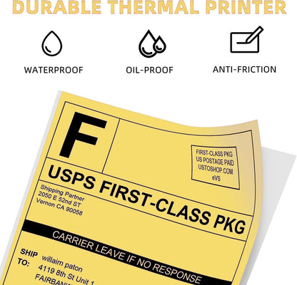 Phomemo 4 ''x 6'' Thermal Direct Shipping Etikett,500/Direkt Thermo Versandetiketten,4x6 Aufkleberpapier f¨¹r Versandverpackungen Kompatibel mit ThermoEtikettendrucker, 500/Thermofaltetikett£¨Gelb£©