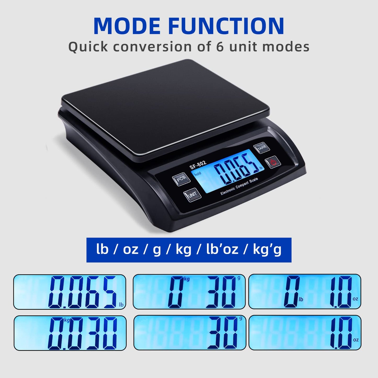 Phomemo Shipping Scale, Accurate Durable Digital Postal Scale 66lb / 0.1oz with Hold and Tare Function, LCD Display, Auto-Off, Postage Scale for Packages and Mailing, DC Adapter Included