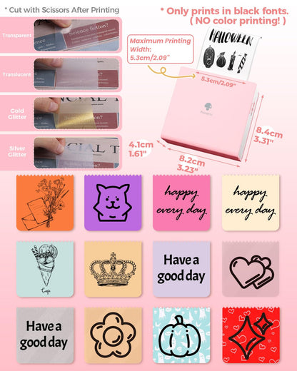 Drukarka termiczna Phomemo M02 Mini bezprzewodowa drukarka kieszonkowa Drukarka pokwitowa¨½ On-The-Go 203 DPI zgodna z Androidem iPhone iPad Journal Kids Gift Pink
