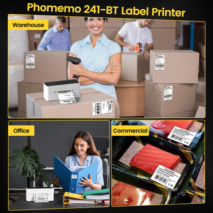 Phomemo 241-BT labelprinter, Bluetooth thermische printer, DHL labelprinter, 4 x 6 labelprinter, thermische labelprinter, ettiketeerapparaat voor verzendpakketten, compatibel met Ebay, Amazon, Etsy,