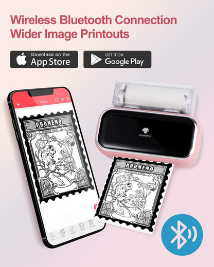 Imprimante Photo Thermique Phomemo M03- Imprimante Photo Thermique Mobile Bluetooth, Impression 80 mm, Compatible avec Android ios pour des Photos de Style Rétro, Assistant de Vie Utile, Cadeau - Rose