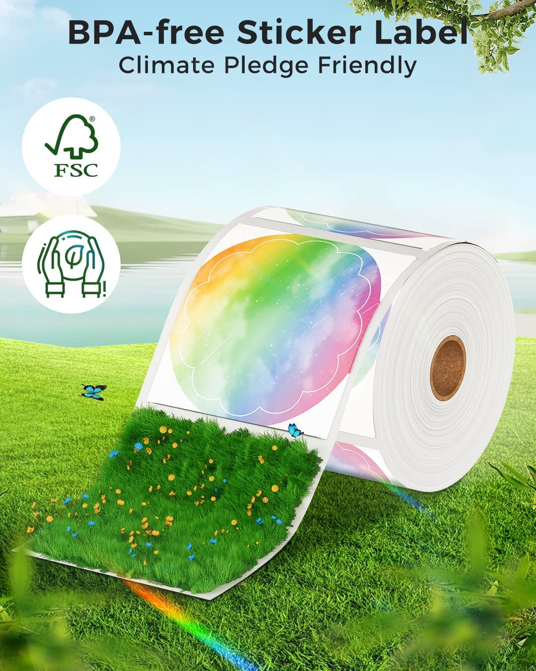 Phmemo M110 M200 Etichette a colori iridescenti, colore iridescente Etichette, per M110/M110S/M120/M200/M220, 1.96''x1.96''（50x50mm) 140 Etichette/rotoloEtichetta gradiente