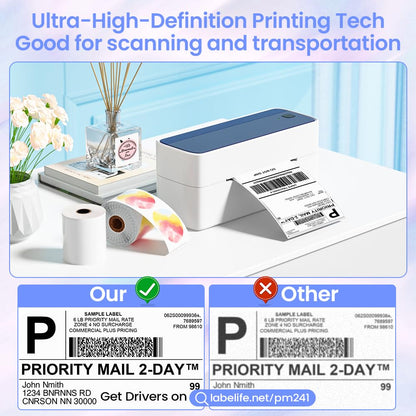 Phomemo Bluetooth Thermal Label Printer, 241BT 4X6 Shipping Label Printer for Shipping Packages, Pink Label Printer for Small Business, Compatible with iPhone, Android, Amazon, Ebay, Shopify, UPSP