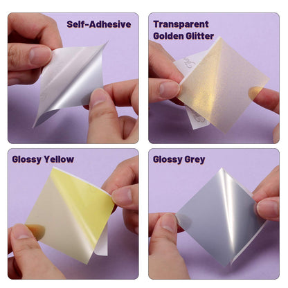 Phomemo Printer Paper - M02/M02Pro/M02S/M03/M03AS/M04S/M04AS Mini Sticker Printer Paper, Golden Glitter/Glossy Yellow/Glossy Grey Mini Pocket Pinter Paper - Self-Adhesive Sticker Paper, 3 Rolls
