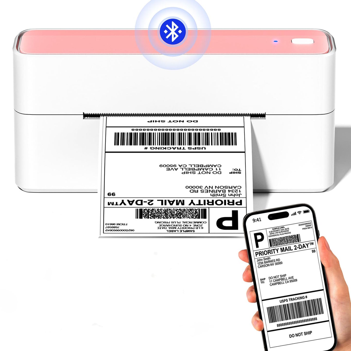 Phomemo Bluetooth Thermal Label Printer for Shipping - Wireless Phone & Pad PC, Pink Used Amazon, Ebay,UPS, Shopify, TikTok, USPS, FedEx, DHL, Temu