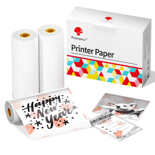 Phomemo Self-Adhesive Thermal Sticker Paper, Color Printer Paper Compatible with Phomemo T02/M832/M02/M02S/M04S Thermal Printer, Black on Milk Strawberry, 50mm x 3.5m, Keep for 20 Years, 3 Rolls