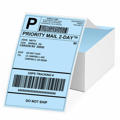 Phomemo 4x6¡®' 500 ¨¦tiquettes/pile, Bleu ¨¦tiquettes d'exp¨¦dition Compatibles avec les imprimantes d'¨¦tiquettes MUNBYN, Phomemo, ¨¦tiquettes thermiques sans BPA Autocollantes pour-100 x 150mm