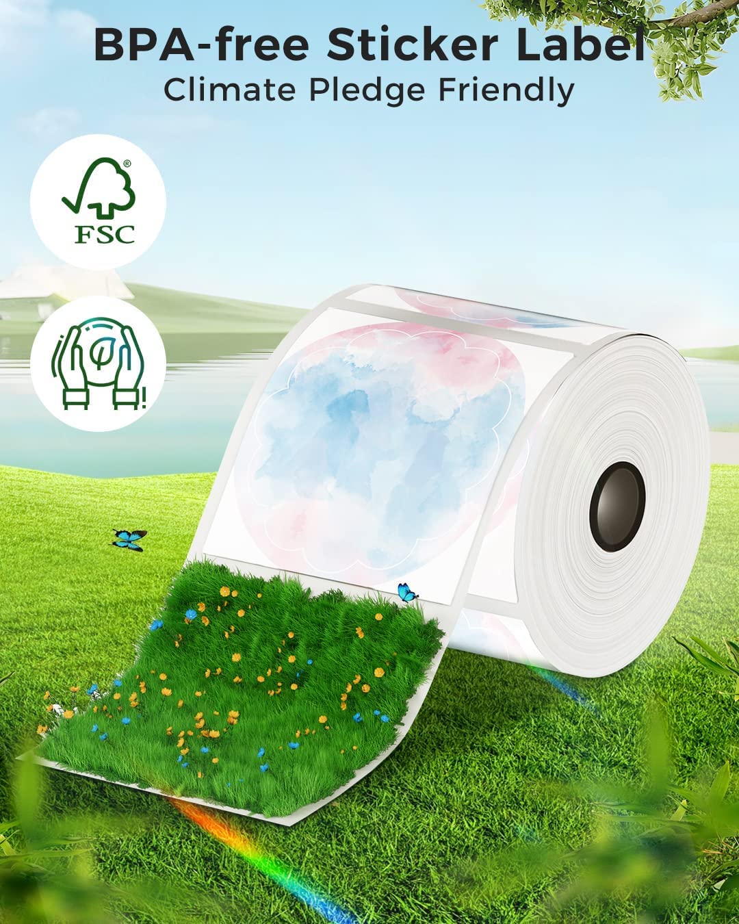 Phomemo Ronde etiketten voor thermische printers, M110/M110S/M120/M200/M220, 50 x 50 mm, thermisch rond kleurverlooplabel voor barcode/logo-labels, kleine handels/thuisgebruik, blauw