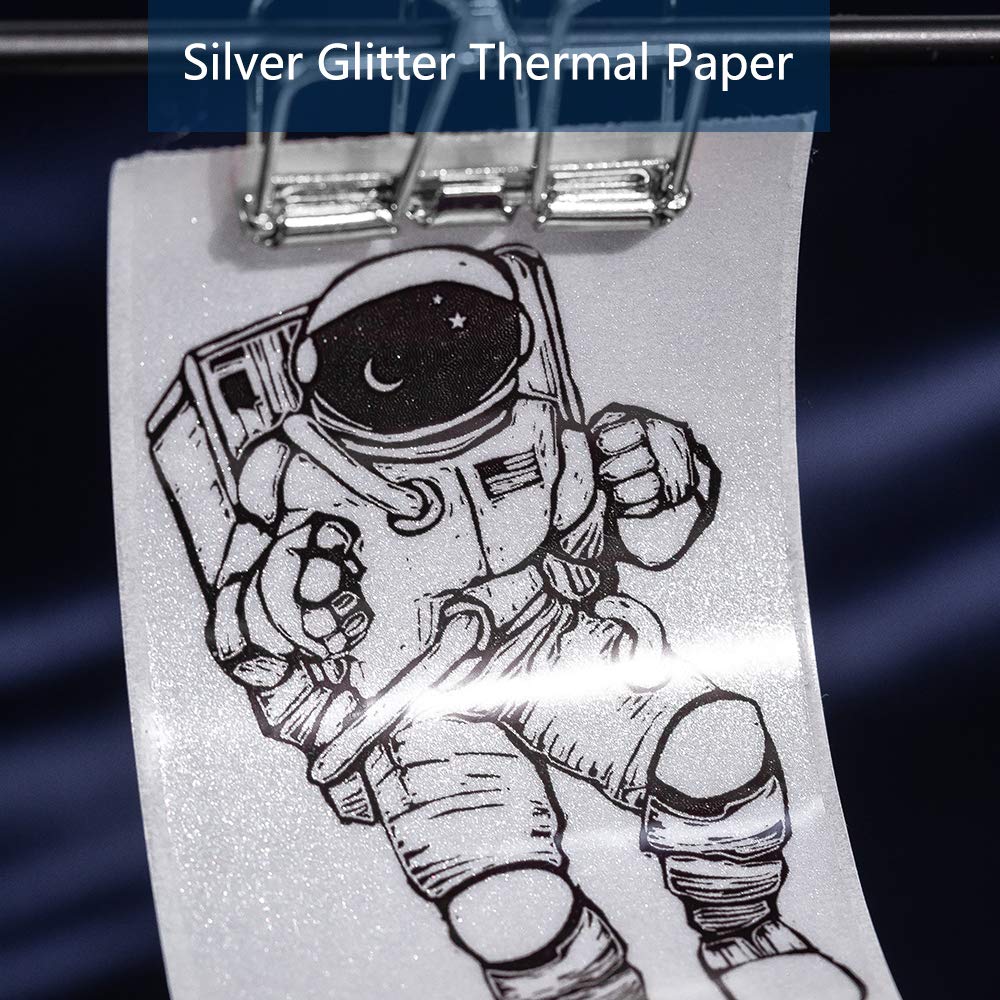 Phomemo Printer Paper - M02/M02Pro/M02S/M03/M03AS/M04S/M04AS Sticker Printer Paper, Transparent/Silver Glitter/Golden Glitter Pocket Printer Paper Self Adhesive Sticker Paper, 3 Rolls