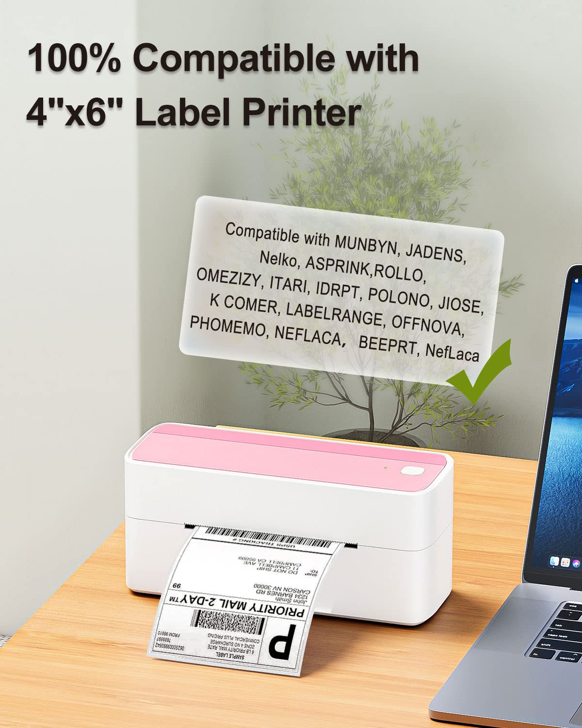 Phomemo 4x6 Thermal Label Printer Paper - 500 PCS White 4''x6'' Fan-Fold Labels Shipping Supplies Labels - Water/Oilproof Label Stickers - Permanent Adhesive Thermal Shipping Label for Shipping Packages