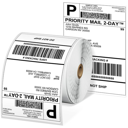 Phomemo 4x6 Label Stickers Roll for Thermal Label Printer - 500pcs White Shipping Labels/Roll, Commercial Grade Thermal Shipping Label for Small Business Supplies - Water/Oilproof 4x6 Mailing Labels