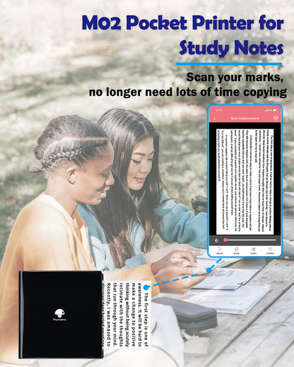 Phomemo M02 Mini Pocket Printer- Inkless Note Printer Portable Bluetooth Thermal Printer Pocket Printer for Organizing Office Documents, Work List Printing, Receipts, Black