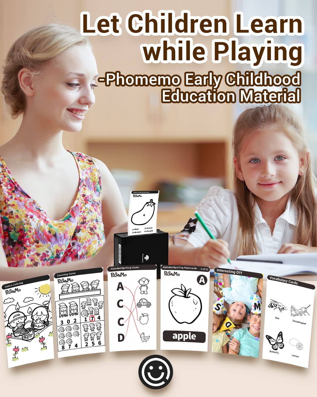 Phomemo Stampante tascabile M02 - Mini stampante adesiva, stampante fotografica termica 203 dpi, piccola stampante fotografica senza fili Bluetooth, stampante portatile per bambini, nero