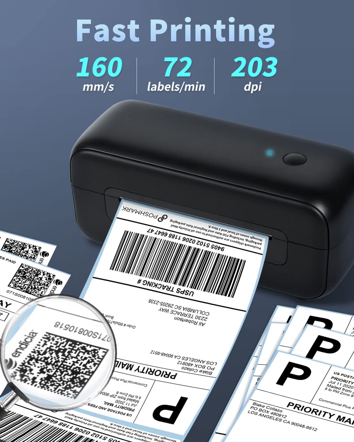 Phomemo 246S Shipping Label Printer 4x6, Commercial Direct Desktop Label Printer for Small Busines, Compatible with Amazon, Ebay, Shopify, Etsy, UPS, USPS, FedEx, DHL British Specification Plug