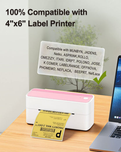 Phomemo 4 ''x 6'' Thermal Direct Shipping Etikett,500/Direkt Thermo Versandetiketten,4x6 Aufkleberpapier f¨¹r Versandverpackungen Kompatibel mit ThermoEtikettendrucker, 500/Thermofaltetikett£¨Gelb£©