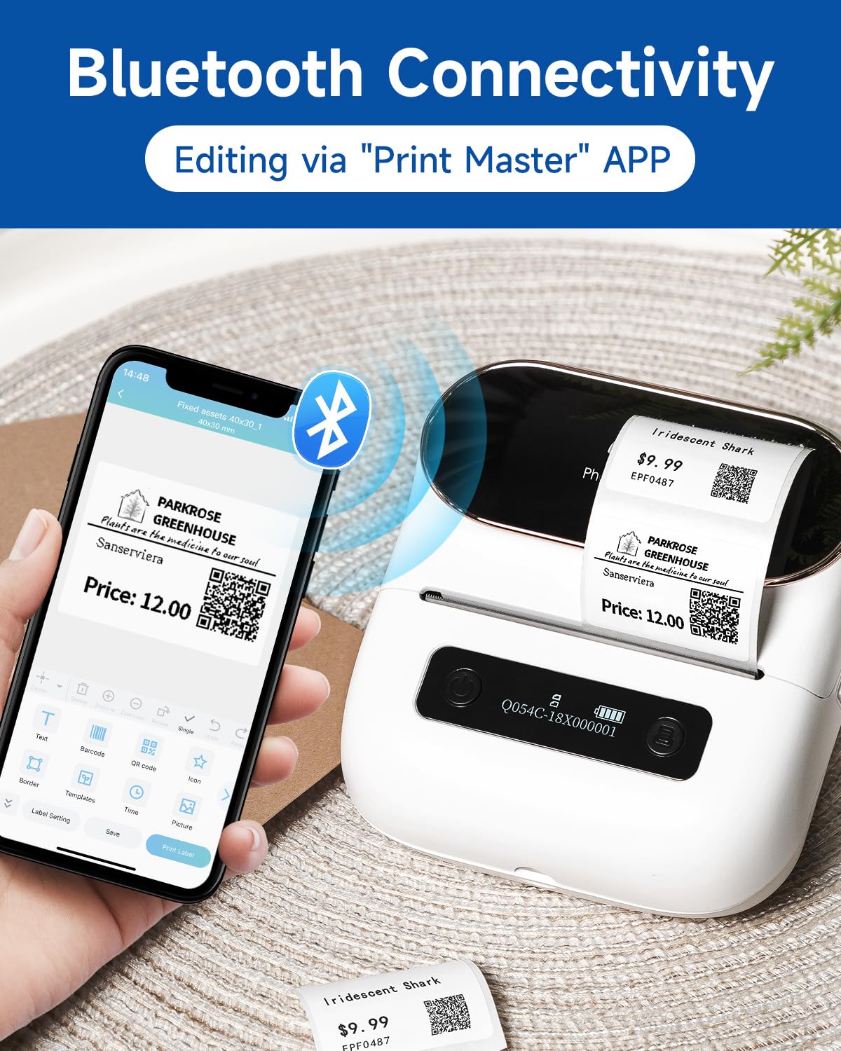 M220 Label Maker, Phomemo New Flagship 3.14 Inch Bluetooth Portable Thermal Label Printer for Barcode, Address, Labeling, Mailing, File Folder Label, Easy to Use, Support Phone&PC, With 3 Coiled Label