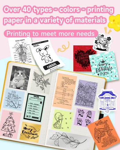 Phomemo Mini Sticker Printer - T02 Small Thermal Printer for Phone, Portable Wireless Printer for Children's Day Birthday, Compatible with iOS & Android, Pink