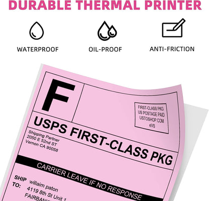 Phomemo Versandaufkleber 4×6 DHL Etiketten, Thermopapier Versandetiketten für Labeldrucker Wasserfester Etiketten Papier (pink 500 Stück)