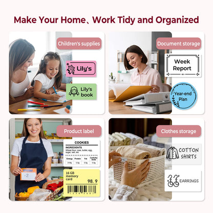Phomemo -M110 Label Printer Portable Mini Bluetooth Thermal Label Manufacturer for Labelling, Office, Cable, Retail, Barcode and More, Compatible with Android and iOS Systems, Pink