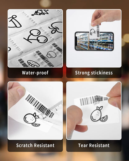 690 pcs M110/M220/M120/M200/M221 Thermal Paper 1.57'' x 1.18''(40x30mm), Phomemo Label Maker Tape, Multipurpose Barcode Labels, 230Labels/Roll, Black on White