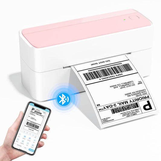Phomemo 241BT Imprimante d'étiquettes Bluetooth,imprimante Thermique 4x6 DHL Imprimante d'étiquettes Autocollante, Bluetooth Label Printer pour Entreprises, UPS, Amazon, DHL, Shopify, Ebay - Rosa
