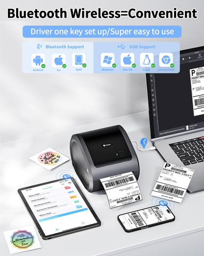 Phomemo Bluetooth Etikettendrucker, DHL Label Printer 4x6 Ettikettendruc?er Labeldrucker Versandetiketten Druckerf¨¹r Versandpakete Kompatibel mit Ebay, Amazon, Etsy,Ups, Wish, Shopify, Zalando, Otto