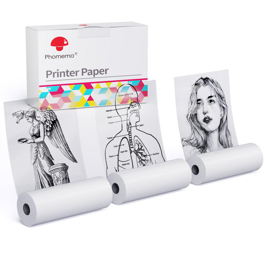 Phomemo Przezroczysty papier do drukarki (szerokość 53 mm) naklejki samoprzylepne rolki drukarki do Phomemo M02 M02S M02-Pro M03 zestaw 3 w 1
